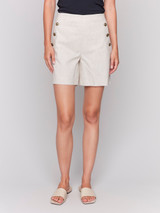Charlie B Button Detail Linen Stretch Short