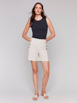 Charlie B Button Detail Linen Stretch Short