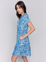 Charlie B Printed Short Sleeve Buttoned Dress