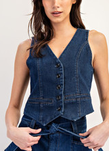 Ee:some Denim Button Down Vest