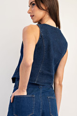 Ee:some Denim Button Down Vest