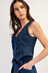 Ee:some Denim Button Down Vest