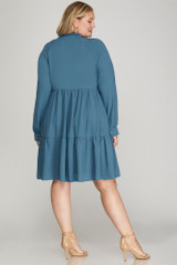 Plus Notched Neck Tiered Dress