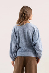 Blu Pepper Washed Extended Shoulder Sweatshirt