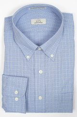 Cooper & Stewart Regular Fit Button Down Collar - Blue Overlay