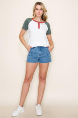 Staccato Color Blocked Baseball Top