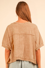 New In Mineral Washed Oversized Crop Tee
