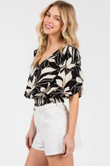Final Touch V-neck Drawstring Shoulder Top