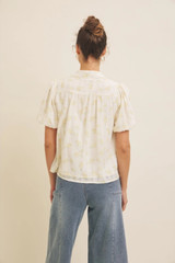 In February Delicate Sheer Fabric Button-Down Blouse