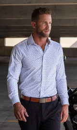 Hustle Sport Shirt - White Cobalt Diamond