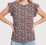 Staccato Smocked Ruffle Sleeve - Floral