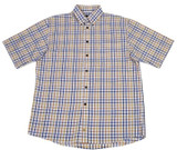 F/X Fusion Short Sleeve Twill Check Shirt- White/Gold/Blue
