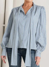 FREEMARKET Striped Woven Blouse With Tie