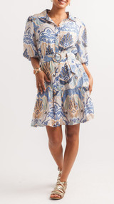 Papillon Boho Print Balloon Sleeve Dress