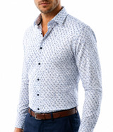 TREND by F/X Fusion Long Sleeve Micro Tossed Squares Print