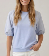 Doe & Rae Striped Puff Sleeve Top