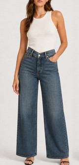 Silver V Front Wide Leg Jeans - L64904HDR236