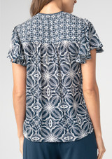 Liverpool Flutter Sleeve Button Front Knit Top