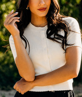 Mikarose Scalloped Cardi in Ivory