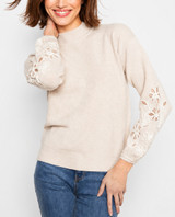 Charlie B Sweater With Embroidered Sleeves