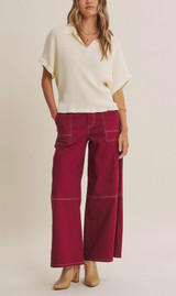 In February Contrast Stitch Stretchy Cotton Twill Pant