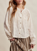 Listicle Floral Embroidered Cotton Peasant Blouse