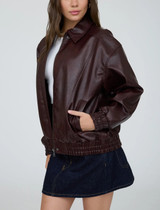 Blu Pepper Faux Leather Bomber Jacket