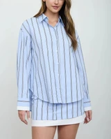 Blu Pepper Vertical Stripe Cuff Button Down Shirt