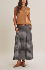 In February Heritage Plaid Flare Maxi Skirt with Belt