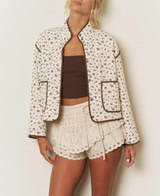 Blu Pepper Snap Front Floral Quilted Jacket