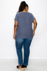 Plus Swiss Dot Rolled Sleeve Top
