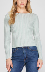 Twisted Open Back Ribbed Sweater