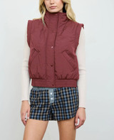 Blu Pepper Cropped Mock Neck Snap Puffer Vest