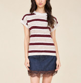 Blu Pepper Marled Stripe Short Sleeve Sweater