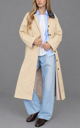 Blu Pepper Plaid Collar Hooded Long Coat