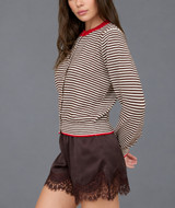 Blu Pepper Stripe Contrast Knit Cardigan
