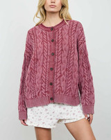 Blu Pepper Cable Knit Button Down Cardigan