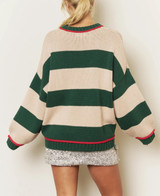 Blu Pepper Oversized Stripe Crew Sweater