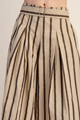 Glam Wide Cropped Stripe Belted Pants