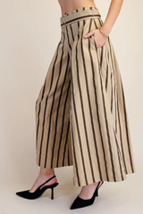 Glam Wide Cropped Stripe Belted Pants
