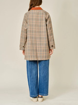 Aaron & Amber Plaid Button Down Trench Coat