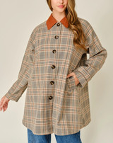 Aaron & Amber Plaid Button Down Trench Coat
