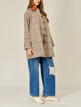 Aaron & Amber Plaid Button Down Trench Coat