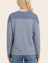 Staccato V Neck Long Sleeve Waffle Top