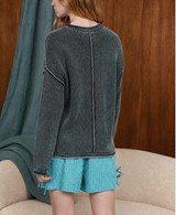 Blu Pepper Washed Raw Edge Sweater