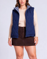 Blu Pepper Plus Plaid Collar Quilted Vest