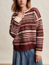 Listicle Fair Isle Split Neck Knit Sweater