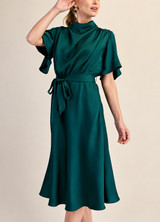 Glam Cowl Neck Short Sleeve Dress