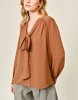 Aaron & Amber Ribbon Shirring Blouse