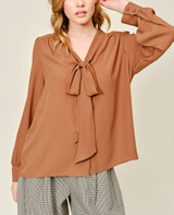 Aaron & Amber Ribbon Shirring Blouse